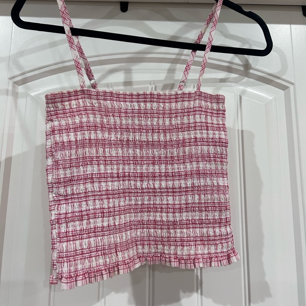 Forever 21 Red and Cream Textured Tank Top